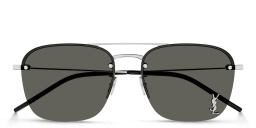 SAINT LAURENT Half-Rim Aviator Sunglasses in Silver – Product Photo 1