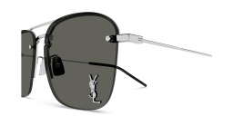 Shop SAINT LAURENT Half-Rim Aviator Sunglasses in Silver online.
