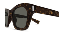Shop SAINT LAURENT Unisex Square Sunglasses in Havana online.