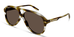 Shop GUCCI Logo Aviator Sunglasses in Havana online.