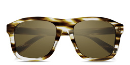 Shop GUCCI Lettering Pilot Sunglasses in Green Havana online.