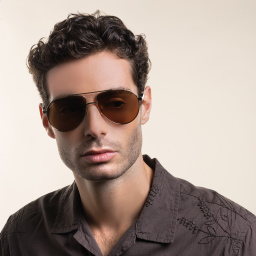 Shop GUCCI Aviator Sunglasses in Gold online.