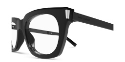 Shop SAINT LAURENT Unisex Rectangle Eyeglasses in Black online.