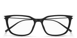 Shop SAINT LAURENT Wide Rectangle Eyeglasses in Black online.