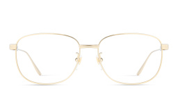 Shop GUCCI Wide Rectangle Eyeglasses in Gold online.