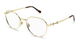 Shop GUCCI Round Eyeglasses in Gold online.