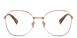 Shop MIU MIU Wide Panthos Eyeglasses in Rose Gold online.