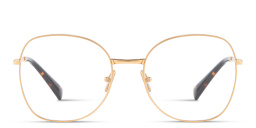 Shop MIU MIU Wide Panthos Eyeglasses in Gold online.