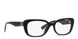 MIU MIU Wide Rectangle Eyeglasses in Shiny Black – Product Photo 1
