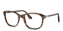 Shop PERSOL Unisex Square Eyeglasses in Brown Havana online.