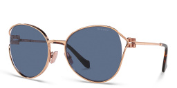Shop MIU MIU Oversized Panthos Sunglasses in Rose Gold online.