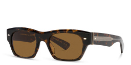 Shop OLIVER PEOPLES Unisex Rectangle Sunglasses in Walnut Tortoise online.