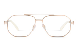 Shop OFF WHITE Style 44 Unisex Wide Irregular Eyeglasses in Gold online.