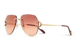 Shop Cartier Signature C de Cartier Rimless Aviator Sunglasses in Gold online.