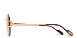 Shop Cartier Signature C de Cartier Rimless Aviator Sunglasses in Gold online.