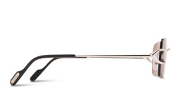 Shop Cartier Signature C de Cartier Rimless Rectangle Sunglasses in Silver online.