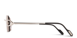 Shop Cartier Signature C de Cartier Rimless Rectangle Sunglasses in Silver online.