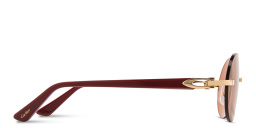 Shop Cartier Rimless Round Sunglasses with Elongated C de Cartier Motif in Gold online.