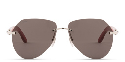 Shop Cartier Signature C de Cartier Rimless Aviator Sunglasses in Silver online.