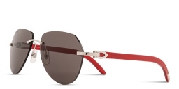 Shop Cartier Signature C de Cartier Rimless Aviator Sunglasses in Silver online.