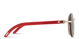 Shop Cartier Signature C de Cartier Rimless Aviator Sunglasses in Silver online.