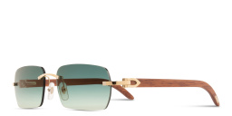Shop Cartier Signature C de Cartier Rimless Rectangle Sunglasses in Gold online.