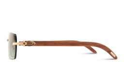 Shop Cartier Signature C de Cartier Rimless Rectangle Sunglasses in Gold online.