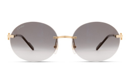 Shop Cartier Première de Cartier Rimless Oval Sunglasses in Gold online.