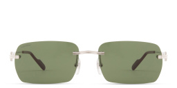 Shop Cartier Première de Cartier Rimless Rectangle Sunglasses in Silver online.