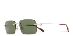 Shop Cartier Première de Cartier Rimless Rectangle Sunglasses in Silver online.