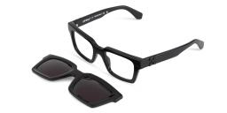 نظارات طبية كليب أون بإطار مربّع للجنسين من أوف وايت بلون أسود - صورة المنتج 2