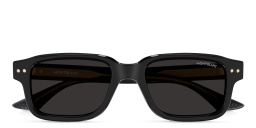 Shop MONTBLANC Rectangle Sunglasses in Black online.