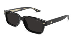 Shop MONTBLANC Rectangle Sunglasses in Black online.