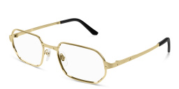 Shop Cartier Santos de Cartier Rectangle Eyeglasses in Gold online.