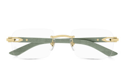 C'de Cartier Rimless Wide Rectangle Eyeglasses من كارتييه بلون أخضر ذهبي - صورة المنتج 1