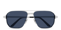 Shop Cartier Santos de Cartier Wide Pilot Sunglasses in Silver online.