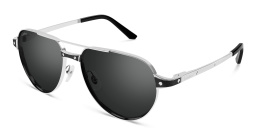 Shop Cartier Santos de Cartier Pilot Sunglasses in Silver online.