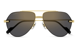 Shop Cartier Première de Cartier Half-Rim Pilot Sunglasses in Gold online.