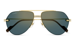 Shop Cartier Première de Cartier Half-Rim Pilot Sunglasses in Gold online.