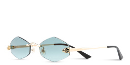 Shop Cartier Panthère de Cartier Rimless Irregular Sunglasses in Gold online.