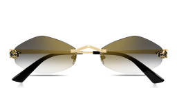 Shop Cartier Panthère de Cartier Rimless Irregular Sunglasses in Gold online.