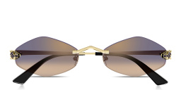 Shop Cartier Panthère de Cartier Rimless Irregular Sunglasses in Gold online.