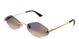 Shop Cartier Panthère de Cartier Rimless Irregular Sunglasses in Gold online.
