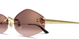 Shop Cartier Panthère de Cartier Rimless Irregular Sunglasses in Gold online.