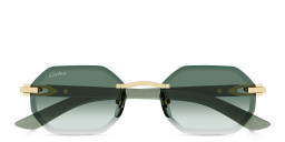 Shop Cartier C'de Cartier Rimless Irregular Sunglasses in Gold online.