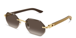 Shop Cartier C de Cartier Rimless Irregular Sunglasses in Gold online.
