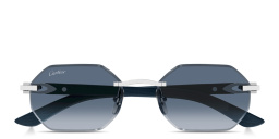 Shop Cartier C'de Cartier Rimless Irregular Sunglasses in Silver online.