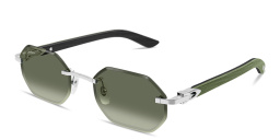 Shop Cartier C de Cartier Rimless Irregular Sunglasses in Silver online.