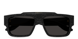 Shop GUCCI Faceted Specs Rectangle Sunglasses in Textured Black online.