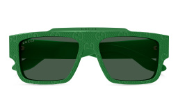 Shop GUCCI Faceted Specs Rectangle Sunglasses in Green online.